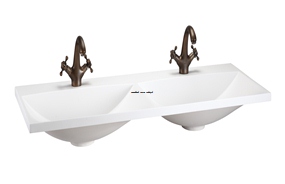DOUBLE BOWL SOLID SURACE BATHROOM BASIN